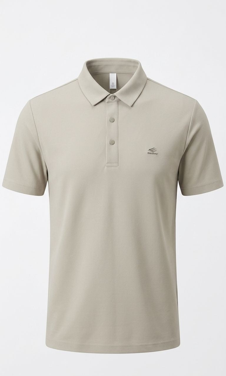 Men's Premium Snap-Button Polo Shirt – Sage Beige