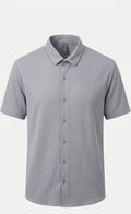 Men’s Textured Short-Sleeve Casual Shirt – Slate Grey