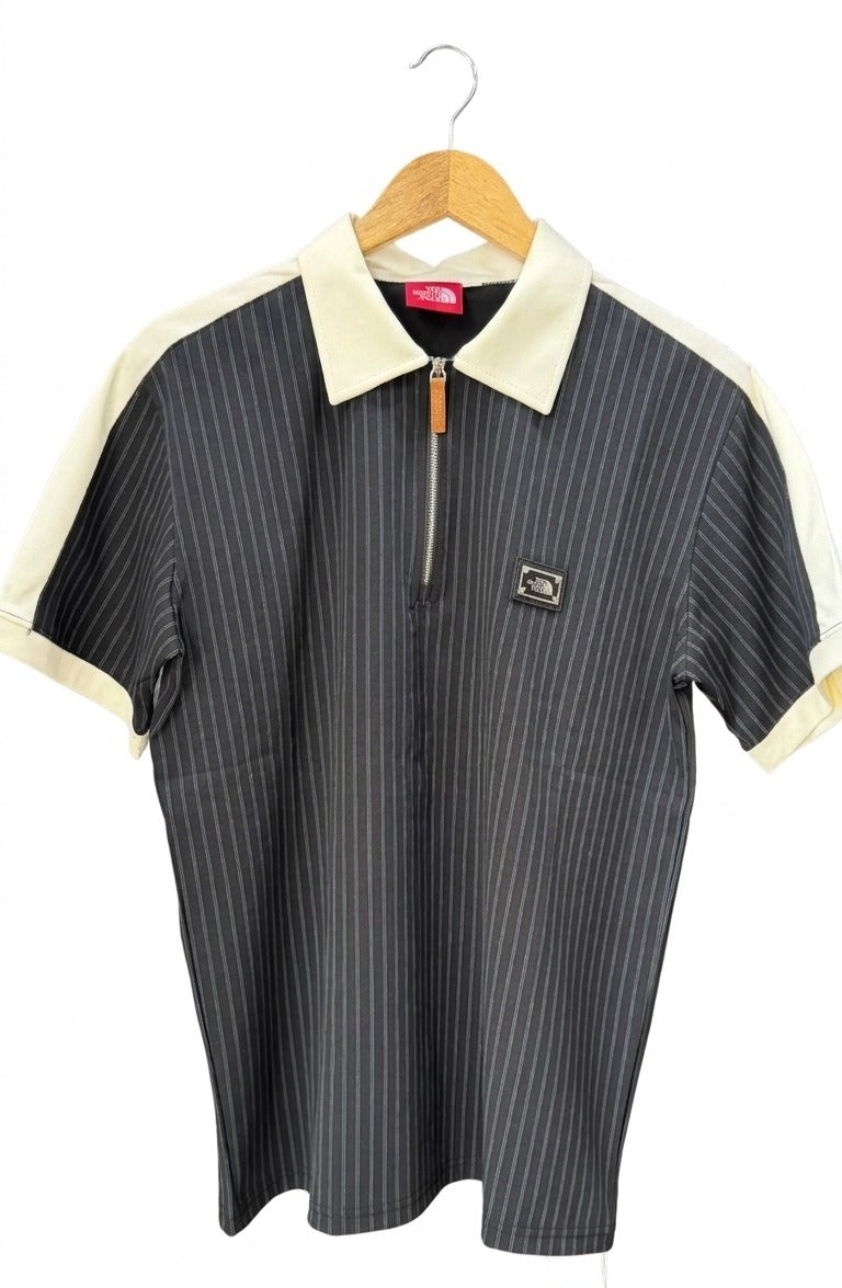 The North Face Men's Pinstripe Quarter-Zip Polo Shirt