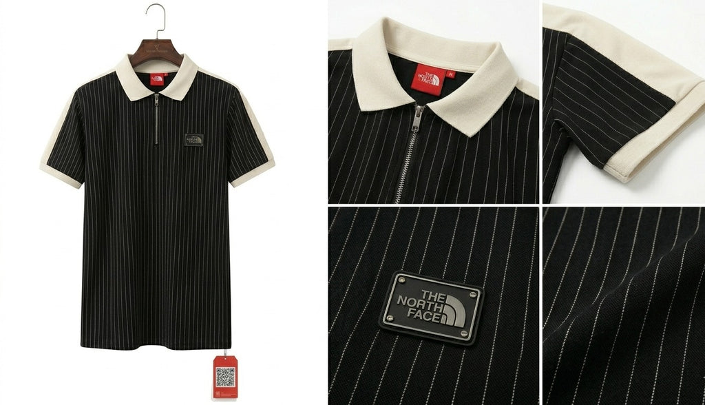 The North Face Men's Pinstripe Quarter-Zip Polo Shirt