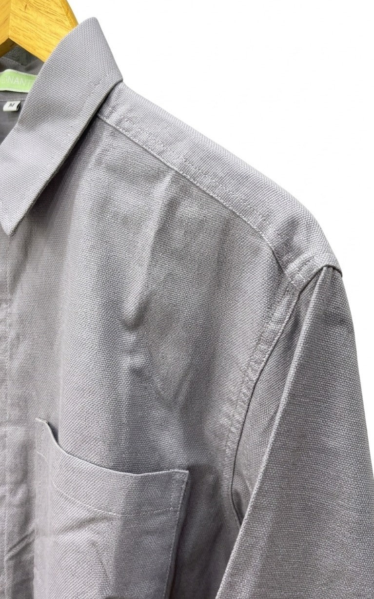 Premium Men's Grey Utility Shirt - Half Sleeve Cotton Overshirt