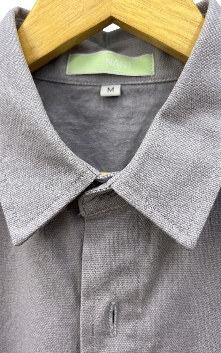 Premium Men's Grey Utility Shirt - Half Sleeve Cotton Overshirt